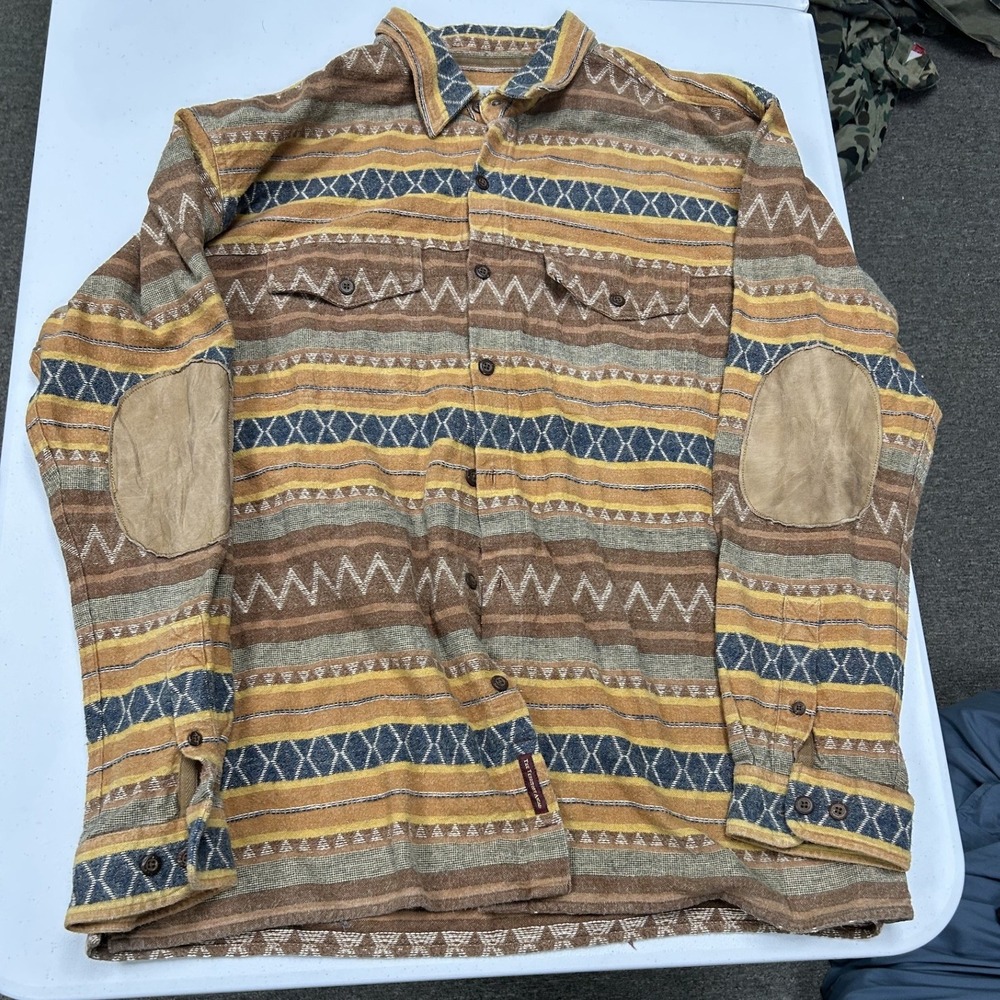 The Territory Ahead Button Down Shirt Mens XXL Brown Excellent Elbow Patches
